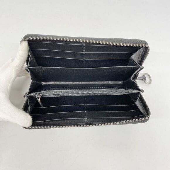 Gucci Long Wallet Guccissima 224246 Leather Black Silver Hardware Women's - Picture 3 of 10